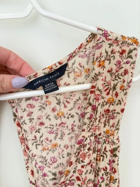 American Eagle Outfitters Floral Sleevelessu V-Neck Jumpsuit - Picture 4 of 7